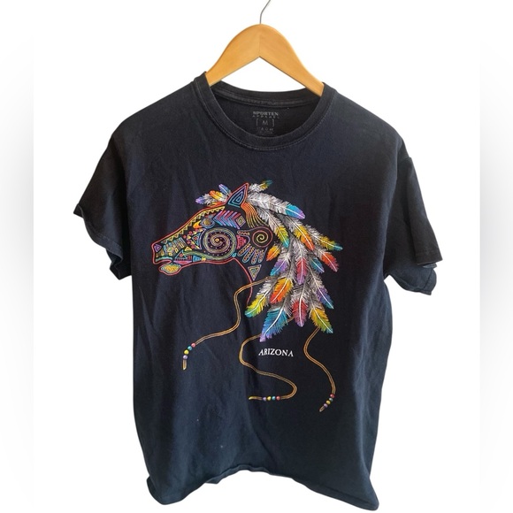 Sportex Tops - SPORTEX Black Arizona Horse Embroidered Tee Shirt Vintage